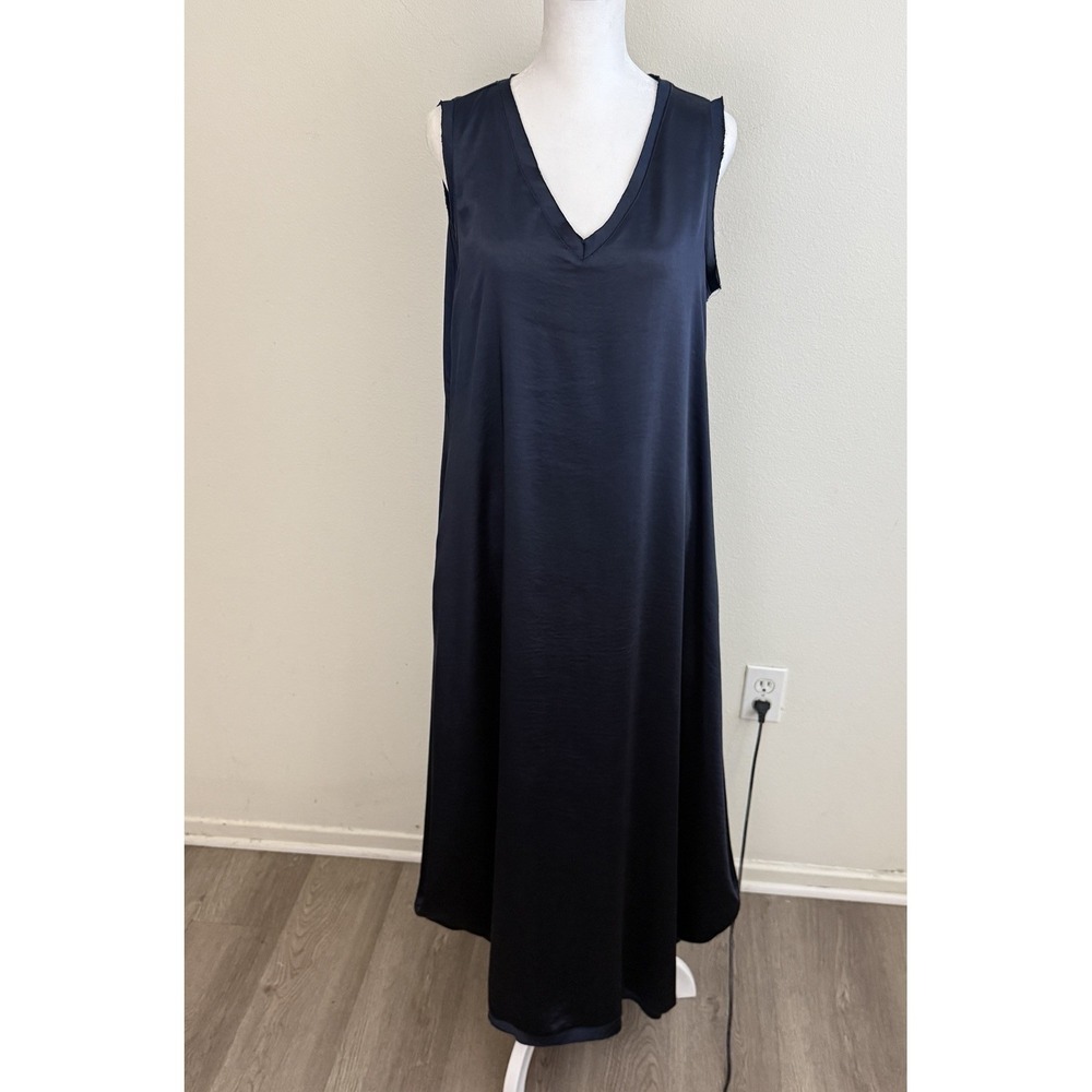 Planet By Lauren Maxy Dress Blue Sz 1 (4-8) Polysilk Pockets Lagenlook Designer